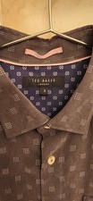 Ted Baker London Men  s Button Down Shirt Size 3 Medium Gray Pattern Long Sleeve