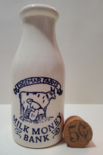 Edgemar Farms Milk Money Milk Bottle Crock Coin Bank - Crock Shop Santa Ana Ca Edgemar Farms Milk Money Milk Bottle Crock Coin Bank - Crock Shop Santa Ana Ca