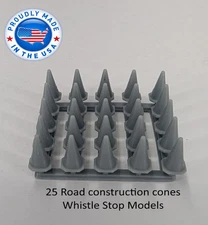 Whistle Stop Models N2209 N Scale 25 Road Cones, Resin 3D Printed