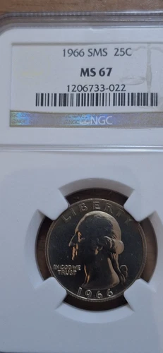 1966 SMS 25c Washington Quarter NGC MS67