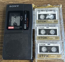 Vintage Sony M-550V Voice Recorder VOR Microcassette Corder not working 3 tapes