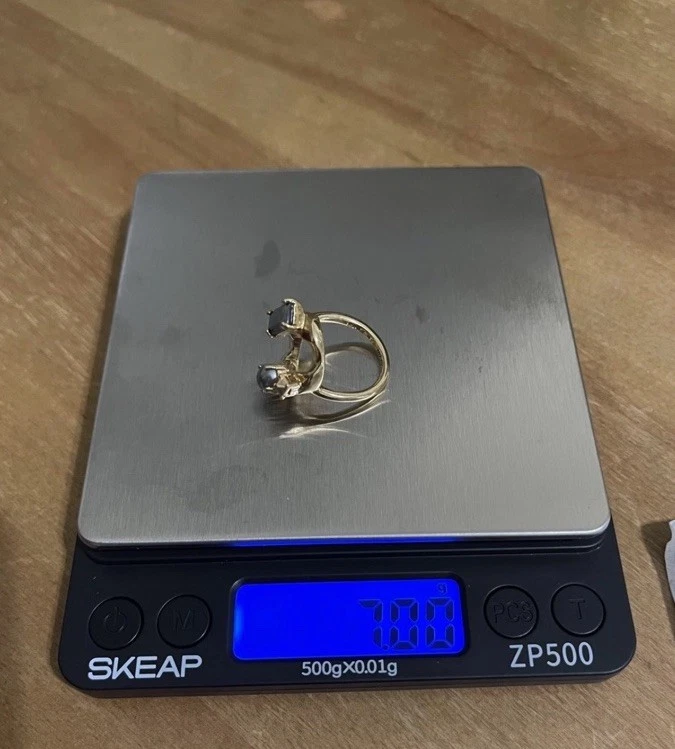 Anillo Marc By Marc Jacobs Talla 7.5 Gris Perla Chapado en Oro Foto 3 de 4