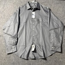 Van Heusen Lux Sateen Fitted Dress Shirt NWT Men 18 34/35 Gray No Iron Button Up