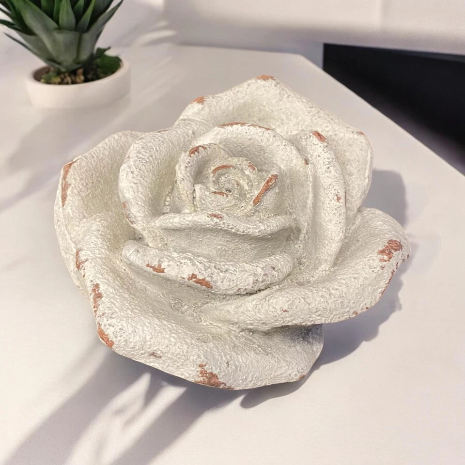 Cement Garden Pretty Rose Flower Stone Ornament Floral Decoration 15cm - Image 3 of 4