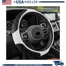 Car Steering Wheel Cover 15 Inches Non-slip Leathercolor White