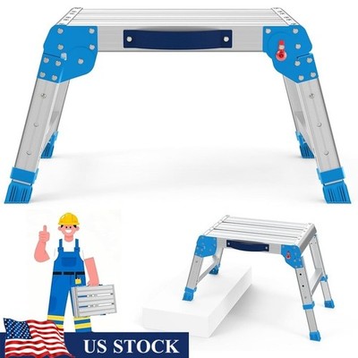 Adjustable Aluminum Ladder 600LBS Capacity Foldable Portable Non-Slip Platform