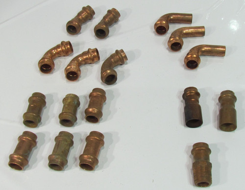 Lot of 17 Pieces Open Box New Various Mfg Copper Press Fit 1/2โ Fittings