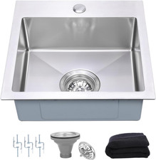15 Inch Drop in Bar Sink  18-Gauge Small Kitchen Sink Stainless Steel with 3D Emb