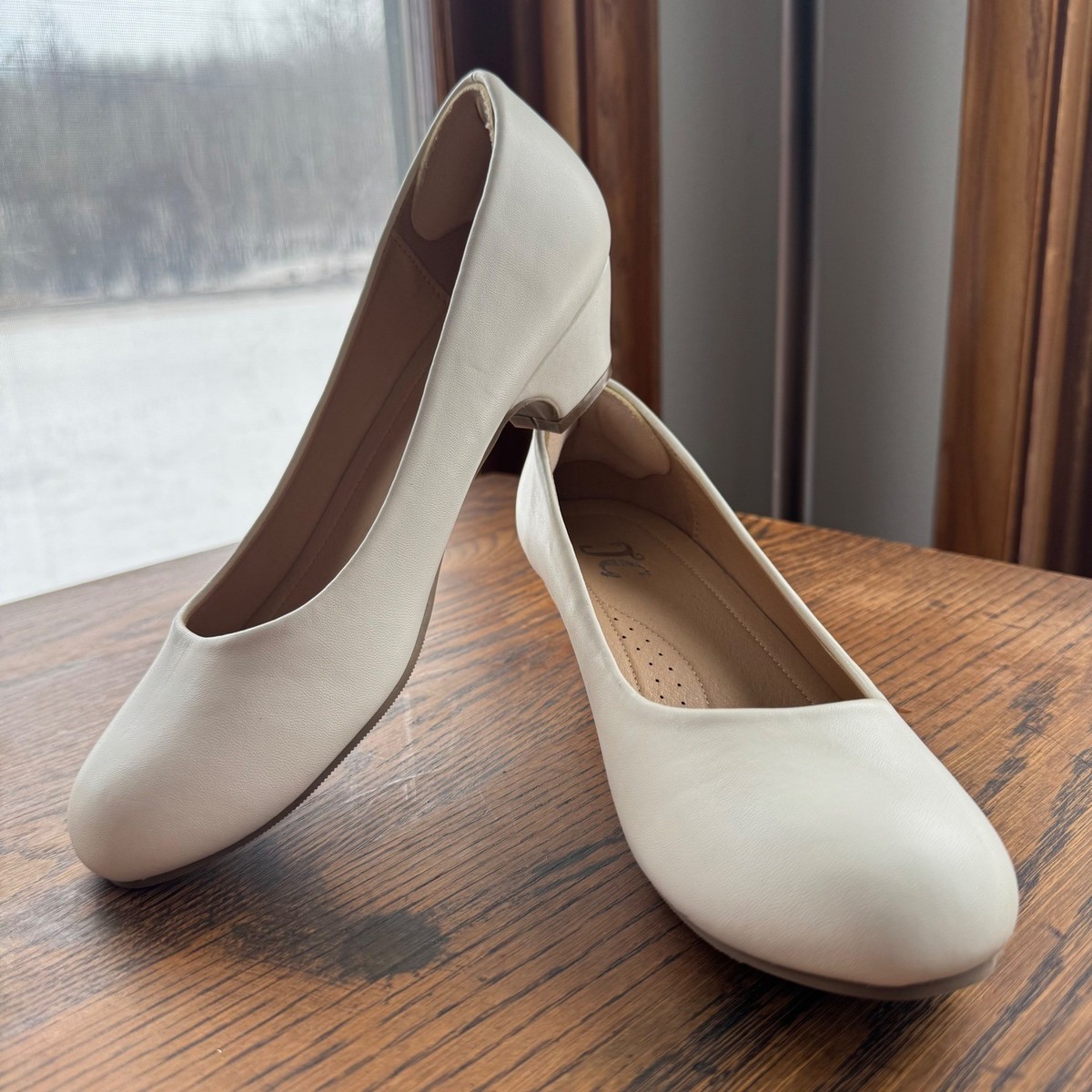 JG Women's White Low Heel Pumps Size 8 Comfort Office Wedding Dress Shoes |  eBay