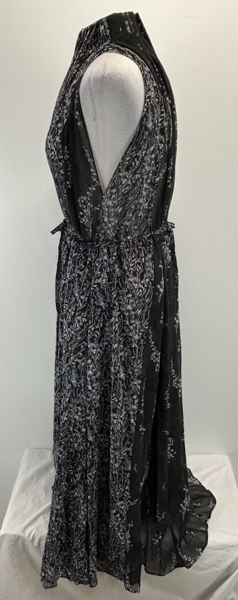 h&m halter maxi dress H&M Conscious Exclusive Maxi Dress Women’s 8 Black Floral Halter Neck Flowy  Blog