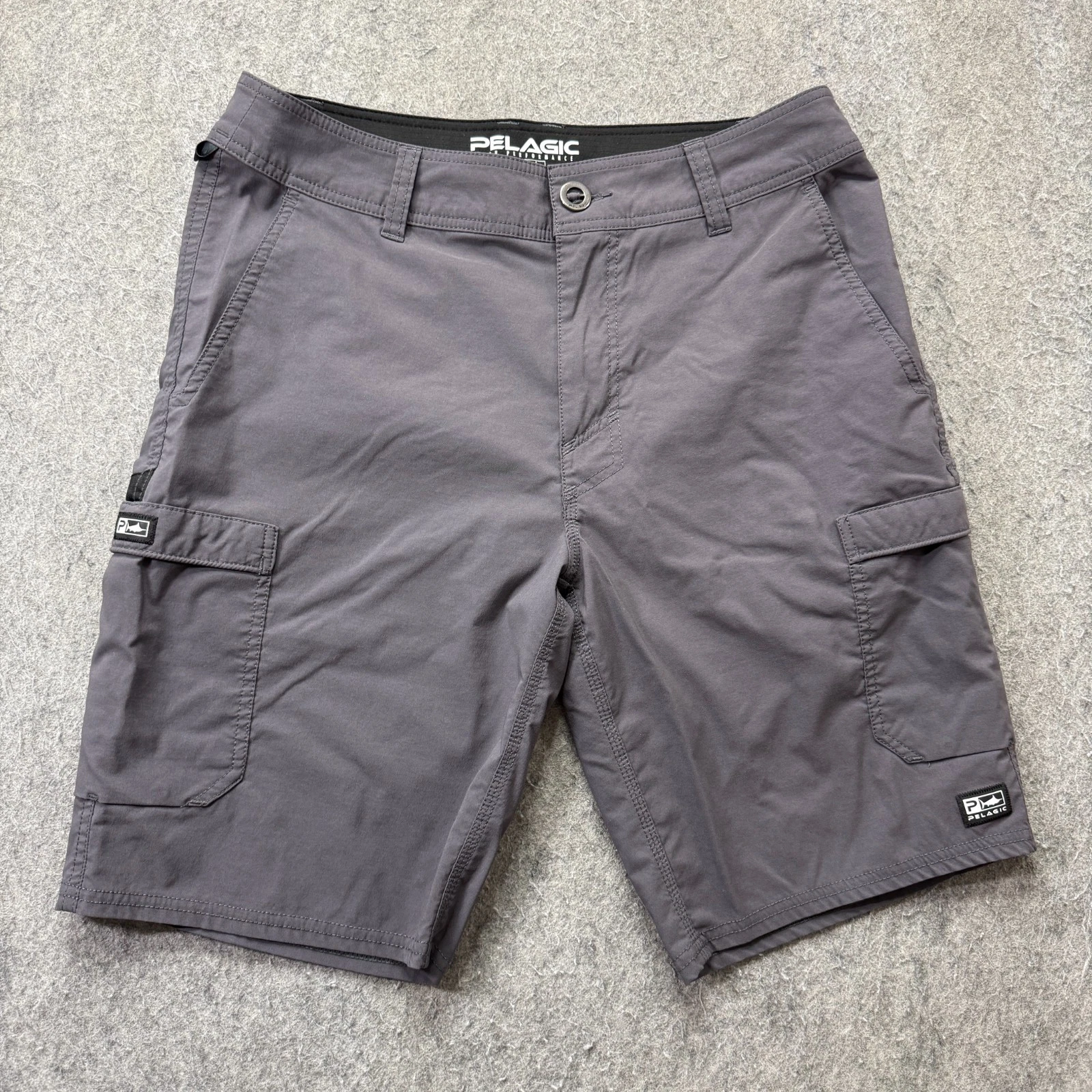 Pelagic Cargo Shorts Men 30 Blue Performance Hybrid Nylon Stretch 9" Fishing