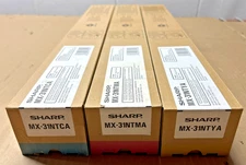 Set of Genuine Sharp MX-31NTMA Magenta, MX-31NTCA Cyan, MX-31NTYA Yellow Toners