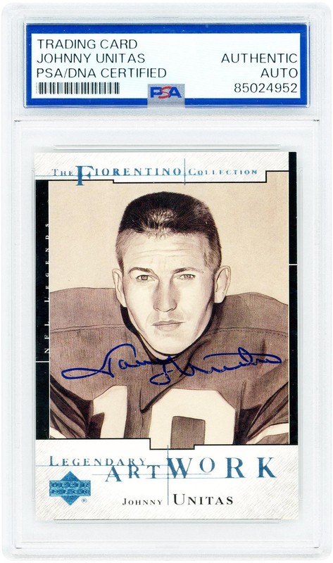 Johnny Unitas Colts Signed 2001 Upper Deck Fiorentino Collection #LA10 PSA Card