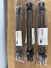 3 *New In Pack Tactical Paracord Bracelets with Knife/Flint Rod/Compass/Whistle