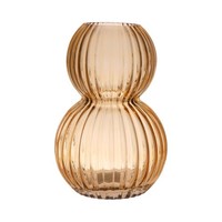 Inna-Glas Tischvase Glas Tablito Mit Rillen, Orange-Braun-Klar, 22 Cm, Ø 15 Cm
