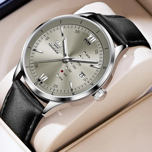 Wasserdichte leuchtende Uhr Quarz OLEVS Herren Business Luxus Datumsarmband Herren - Bild 17 von 21