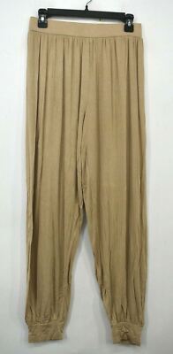 Go Colors Women Nude Elastic Waist Pleated Cuff Stretch Loose Pants Free Size