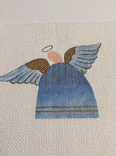 ts1274 BLUE  GOLD MODERN HOLIDAY ANGEL 13 Ct. Handpainted Needlepoint Canvas