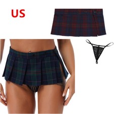 Womens Schoolgirl Pleated Skirts Cosplay Costumes Outifts Lingerie Miniskirt