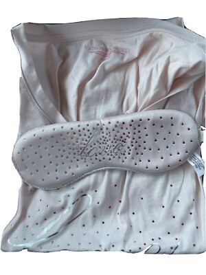 NWT VICTORIA'S SECRET EYEMASK & GRAPHIC TEE LOVE With Rhinestones Size M-c pics