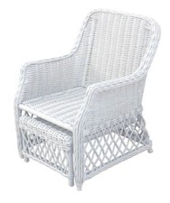 Rattansessel weiß Relaxsessel Fernsehsessel Korbsessel Fußstütze Fußablage 