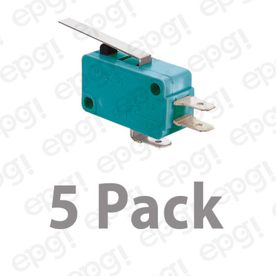 5 PACK - NORMAL OPEN/NORMAL CLOSED FLAT LEVER MICROSWITCH 10A-125V #MSW02G-5PK