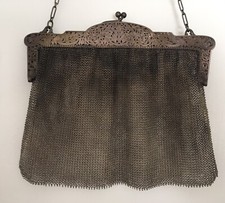 Antique Vintage 925 Sterling Silver Hinged Frame Mesh Purse Special Occasion