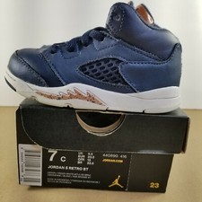 Nike Air Jordan 5 Retro Toddler's Shoes Size 7C Obsidian-Metallic Bronze Kids
