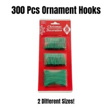 300Pcs Ornament Hooks Green Christmas Tree Hanger 200 Small 100 Big
