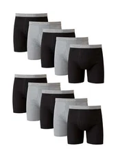 Hanes Men's Super Value Pack Black/Grey Boxer Briefs, 10 Pack,M