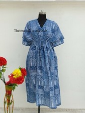 Indian Nightwear's Blue Floral Printed Kimono Sleepwear's Kimono Caftan Dress US