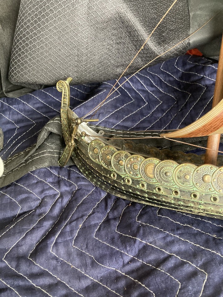 EDWARD AAGAARD FOR IRON ART VINTAGE DANISH VIKING LONGBOAT STATUE