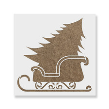 Christmas Tree In Sleigh Stencil - Reusable Mylar Stencils for Painting