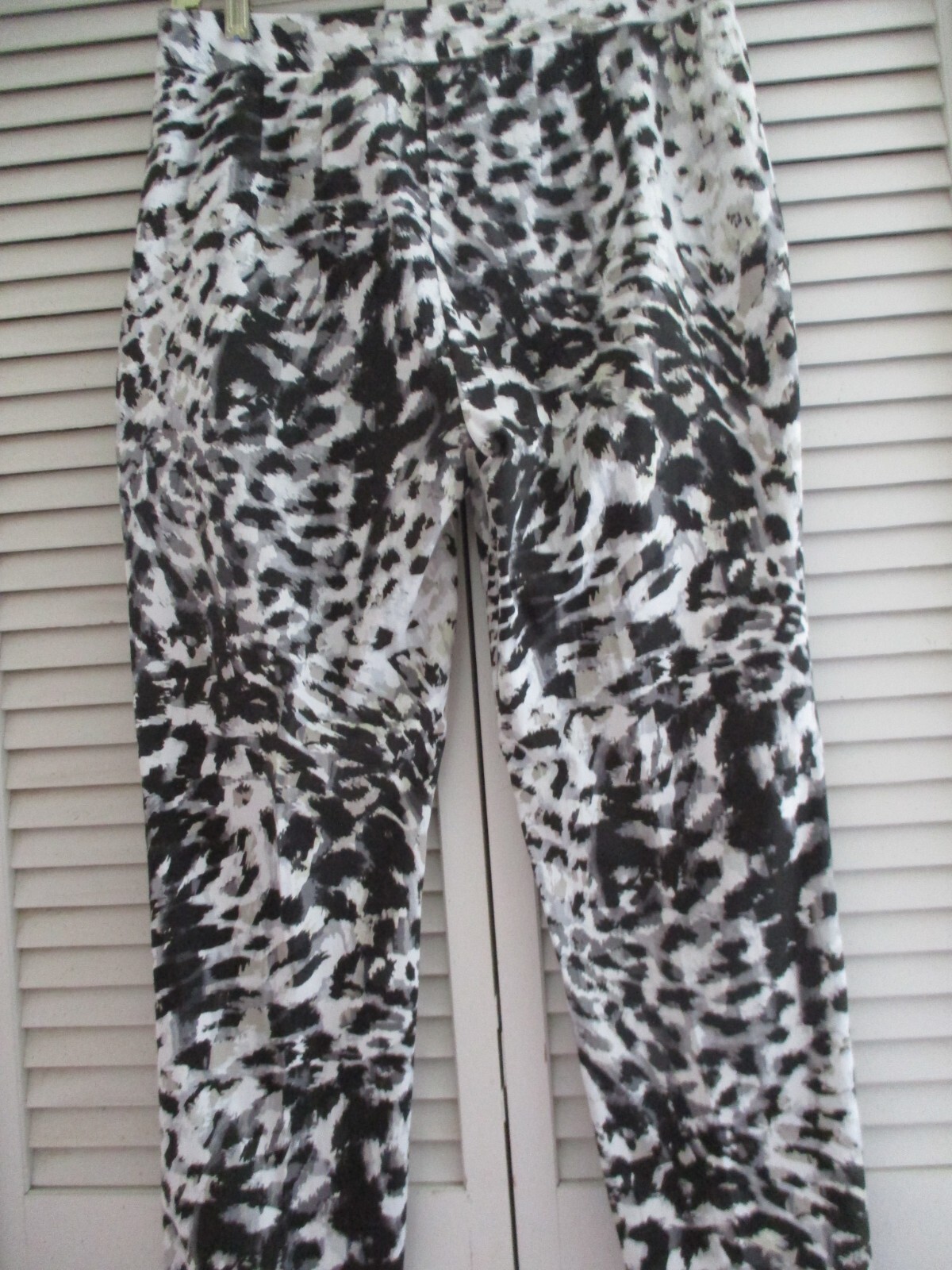 NATORI CROPPED PPANTS COTTON BLEND  LEOPARD PRINT MULTICOLOR WHITE  8 NEW