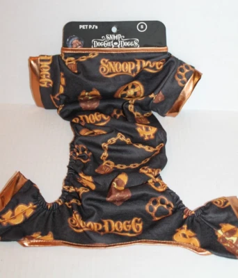 Snoop Doggie Doggs Pet Dog Pajamas Black & Gold Chain PJ's Size S Small NEW - Image 1 of 4