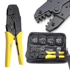 Ratcheting Crimping Tool Kit Cord End Terminals Wire Crimper Pliers w/ 8 Dies