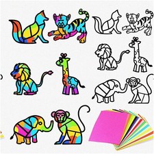 Glowing Zoo Suncatchers - 12 Animal Templates for DIY Stained Glass Artwork. Per