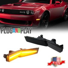 Smoked LED Front Side Marker Lights For 2018-22 Dodge Challenger SRT Widebody RT
