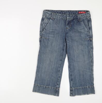 Seven7 Damen Blau Baumwolle Cropped Jeans Größe W25 L20 in Regular Hook & Eye