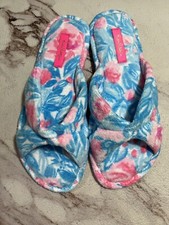 Lilly Pulitzer Bondi Blue My Little Peony Size 7/8 Slippers Pool Shoes