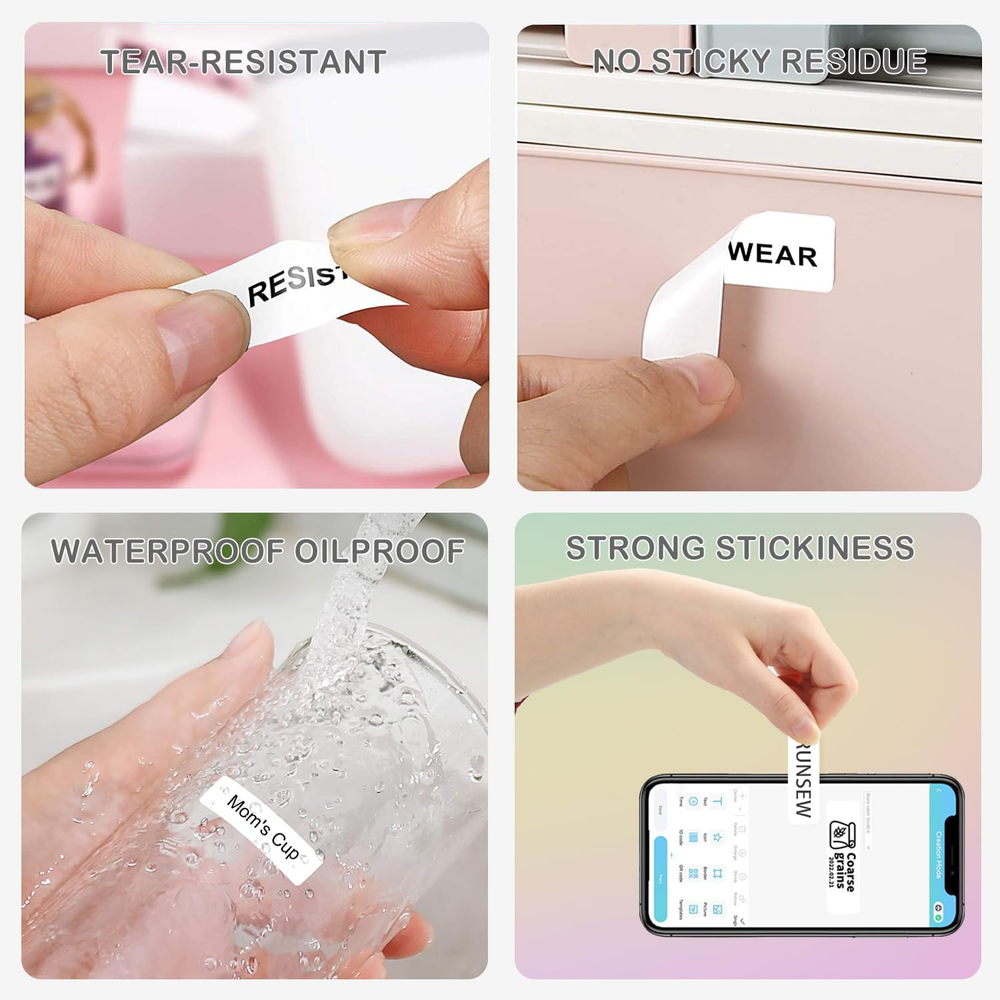 Phomemo D30 White Thermal Label Maker Tape for Sticker Printing