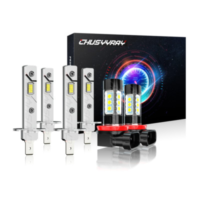 H1 H1+H11 LED Headlight Bulbs High Low Beam Fog Lights Super Bright White Combo