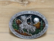 Vintage Bergamot Native American on Horseback Belt Buckle