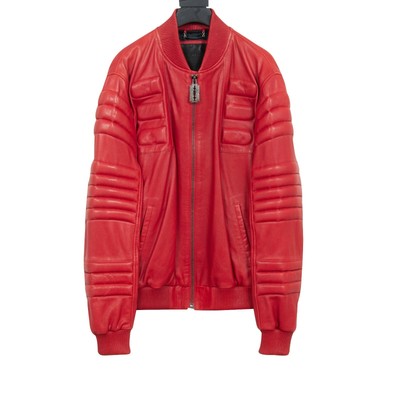 philipp plein red leather jacket