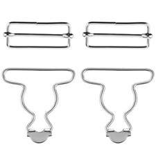 2 Pairs Overall Buckles Replacement Adjustable Jean NoSew Button Bib Clip