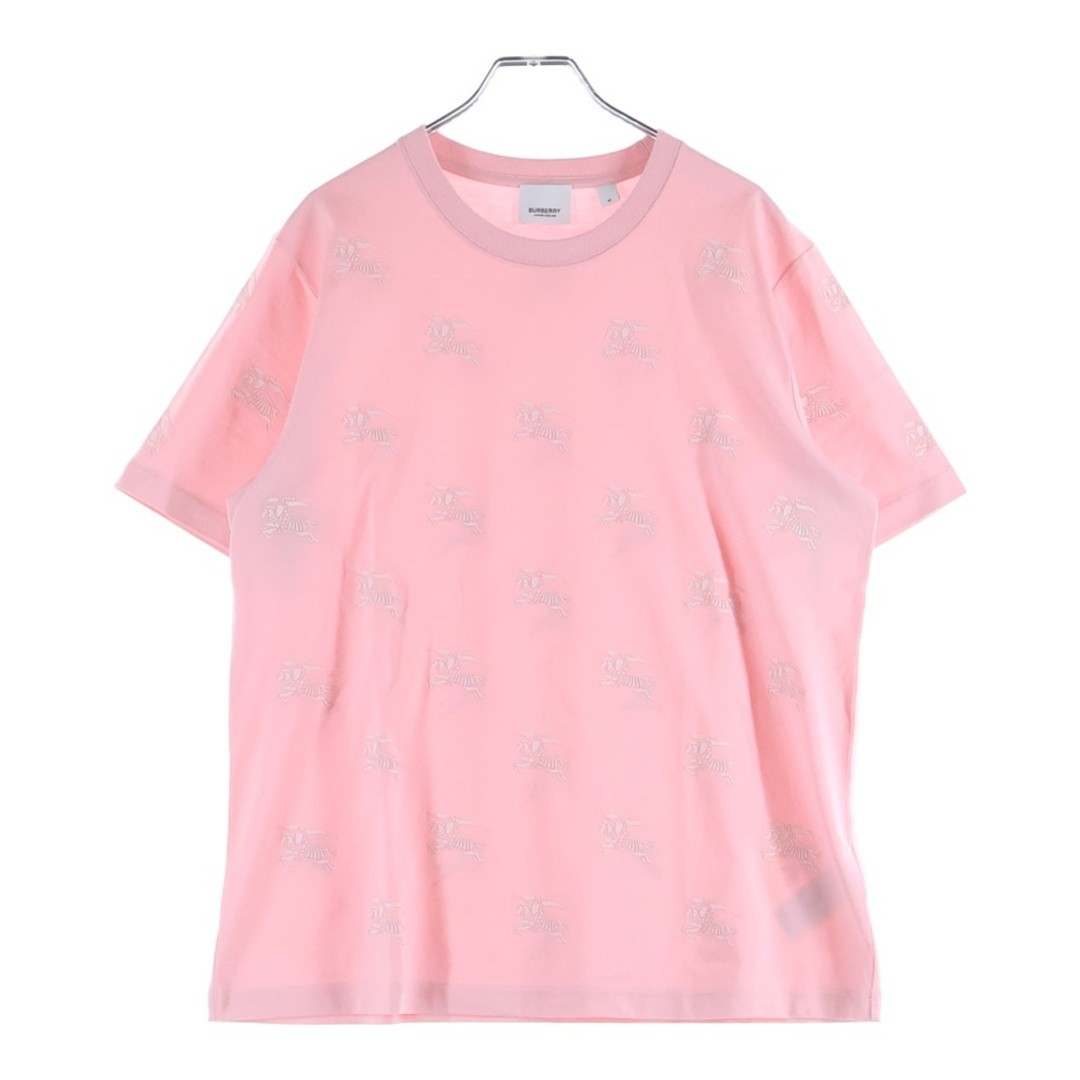 Burberry Logo Total Pattern Crew Neck Short Sleeve T-Shirt Top Pink Womens Used