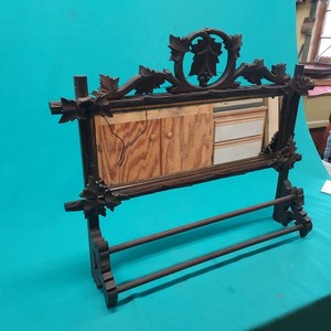 VICTORIAN EASTLAKE DARK WALNUT / Adirondack WALL TOWEL RACK with Mirror 