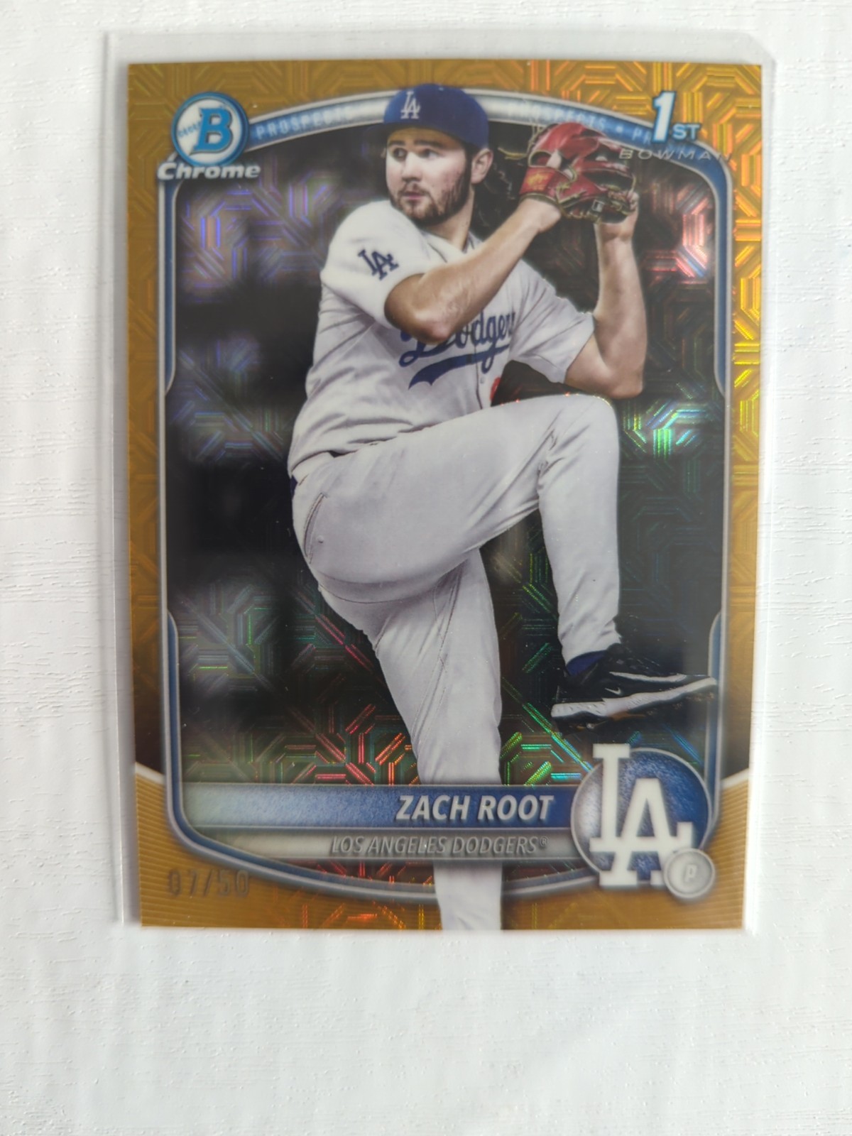 2025 Bowman Chrome Draft 1st Gold Mega Box Refractor ZACH ROOT SP! #d 07/50 LA!