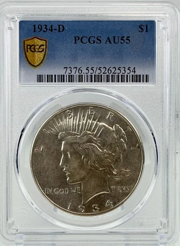 1934-D Peace Silver Dollar PCGS AU55