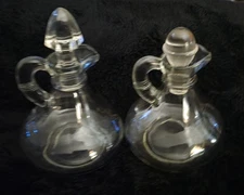 Vintage Anchor Hocking Clear Glass Oil And Vinegar Cruet With Glass Stoppers
